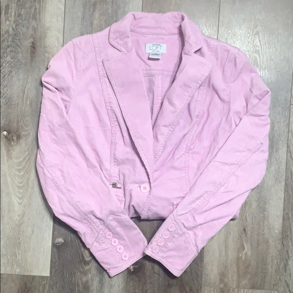 Ann Taylor Loft Petite Corduroy Pink Blazer